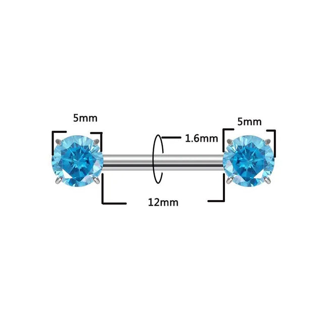 ASTM F136 Titanium PIERC Barbell Ring Nipple Ring Barbell CZ 14G12mm Ear Bar Piercing Bar Barbells Nipple Piercing Jewelry
