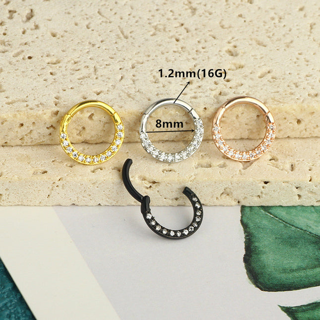 Stainless Steel Hoop Piercing Earring For Women Zircon CZ Cartilage Piercing Helix Daith Conch Tragus Rook Lobe Ear Ring Jewelry