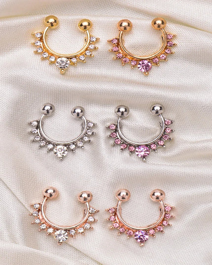 1pc New Fake Piercing Jewelry Clip On Nose Septum Ring for Women Fake Nose Rings Hoop Crysta Faux Non Pierced Nose Ring Earrings