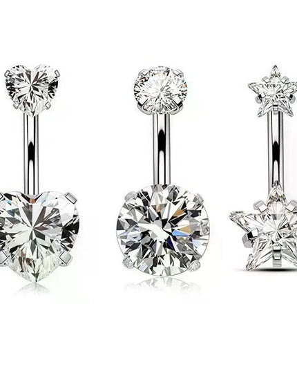 Heart Belly Button Ring Stainless Steel Sexy Navel Piercing Body Jewelry for Women Suitable for Swimwear Outfits