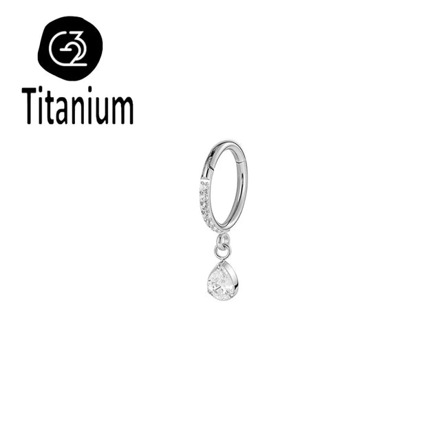 ASTM F136 Titanium Nose Rings Hoop Septum with CZ Flower Clicker Piercing Ear Cartilage Tragus Helix Rook Daith Earrings Jewelry