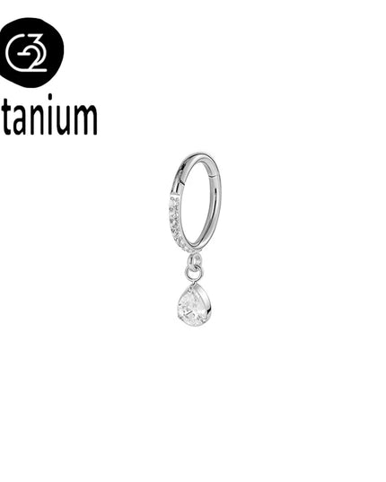 ASTM F136 Titanium Nose Rings Hoop Septum with CZ Flower Clicker Piercing Ear Cartilage Tragus Helix Rook Daith Earrings Jewelry