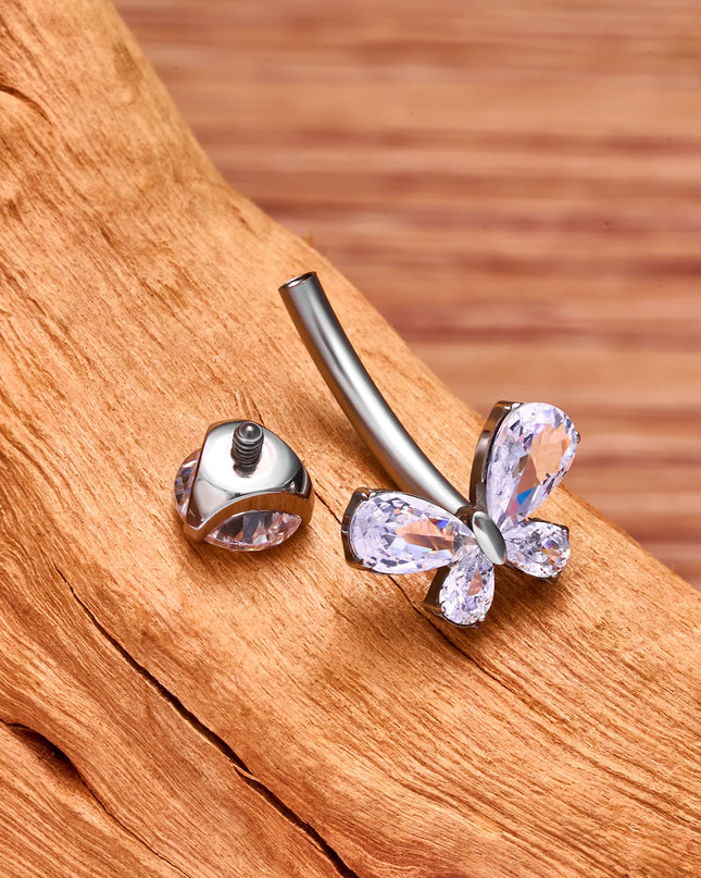 F136 G23 Titanium Belly Button Rings Hypoallergenic Internal Thread Butterfly Cloud Heart with Crystals Body Piercing Jewelry