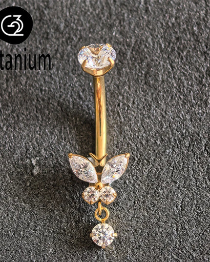 ASTM F136 G23 Titanium Belly Navel Piercing Butterfly Belly Button Rings  For Women Rhinestone Navel Rings Belly Body Jewelry