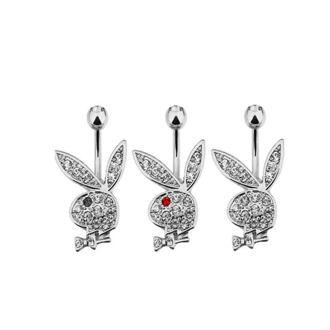 1pc Belly Button Rings Bunny Navel rings Gold color Rabbit Belly Rings for Women Gem stone Pink Bunny Fake Belly Piercing Ring