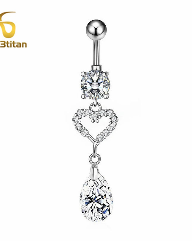 Long Belly Button Rings for Women 14G Titanium Bar Butterfly Heart Charms Dangle Navel Piercing Jewelry Beach Sexy Accessories