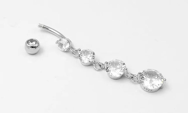 925 sterling silver Dangle Belly Button Rings for Women Fashion CZ Belly Ring Dangling navel piercing jewelry
