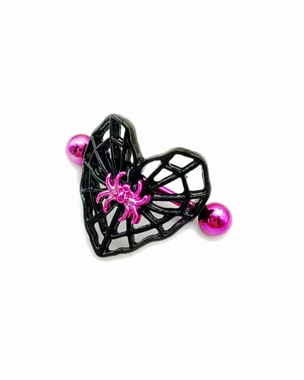 Cute Peach Heart Spider Web Nipple Piercing Two-color Electroplating Stainless Steel Nipple Ring Piercing Jewelry Wholesale