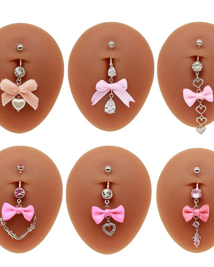 Beautiful Bow Belly Button Ring for Women Heart-shaped Belly Piercing Jewerly Surgical Steel Body Piercing Jewelry