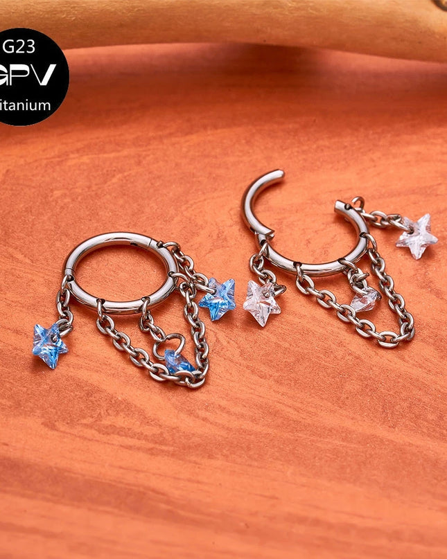 ASTM G23 Titanium Nasal Diaphragm Ring Chain Pendant Closed Loop Nose Ring Male Female Perforated Jewelry Earrings