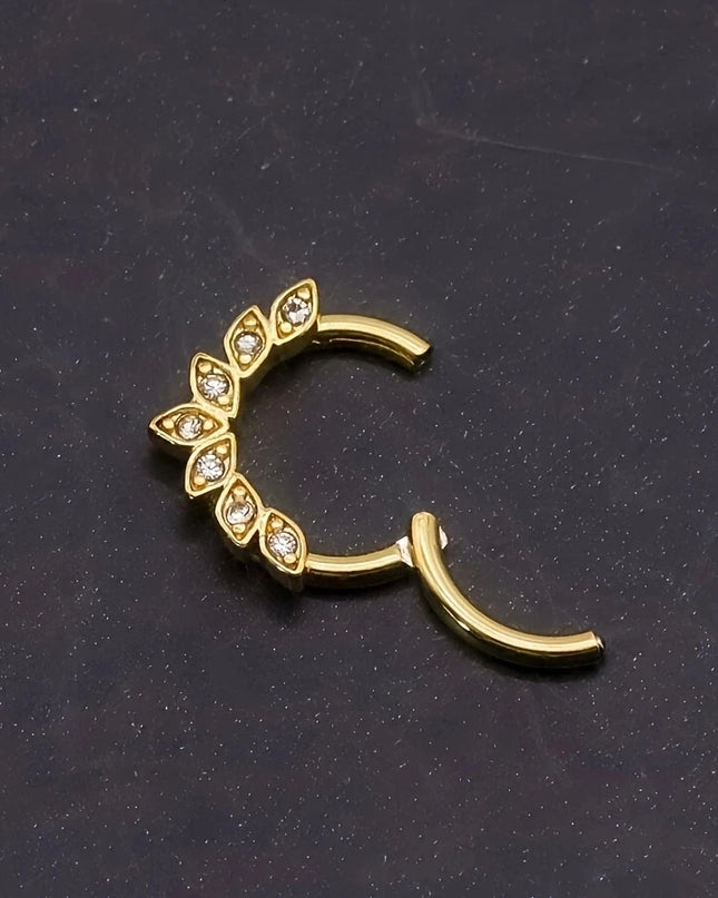 1Pc 18K Gold Plated Stainless Steel Nose Ring,Synthetic Zircon Nasal Septum Piercing Jewelry Gift Suitable Everyday Wear