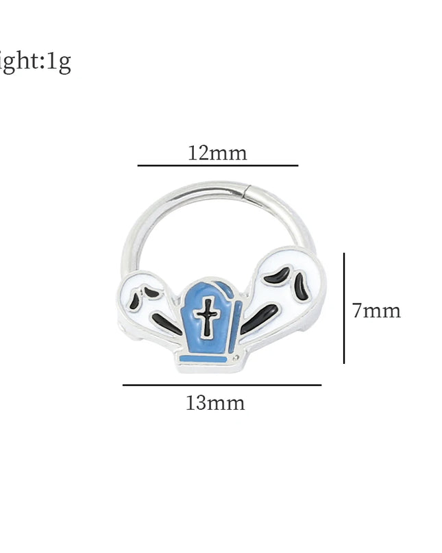 Halloween Gift Hinged Segment Nose Ring Women Ear Rings Nose Piercing Ghost Bat Ear Nose Septum Piercing Body Jewelry