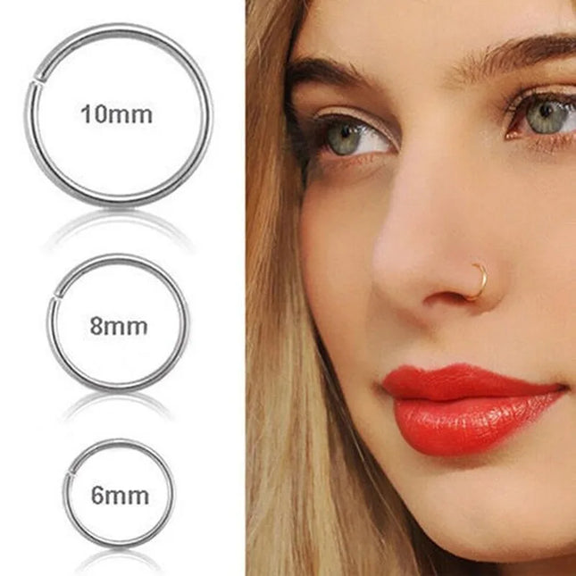 1/2pcs Nose Ring Clips Septum Ring Hoop Cartilage Tragus Helix Small Piercing Nose Rings  For Women Body Jewelry Accessories