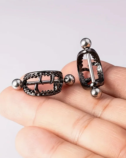 1 pair of ghost nipple piercing jewelry for a man and a woman, Halloween vampire skull nipple ring, copper and stainless steel n