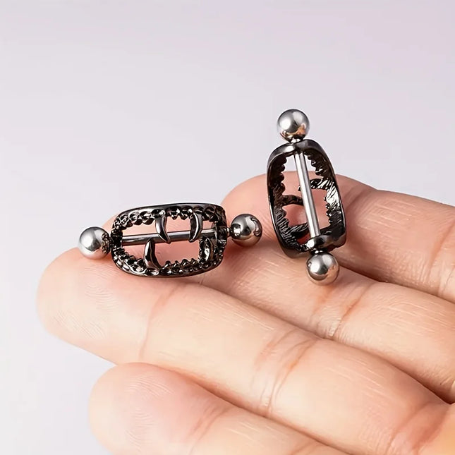 1 pair of ghost nipple piercing jewelry for a man and a woman, Halloween vampire skull nipple ring, copper and stainless steel n