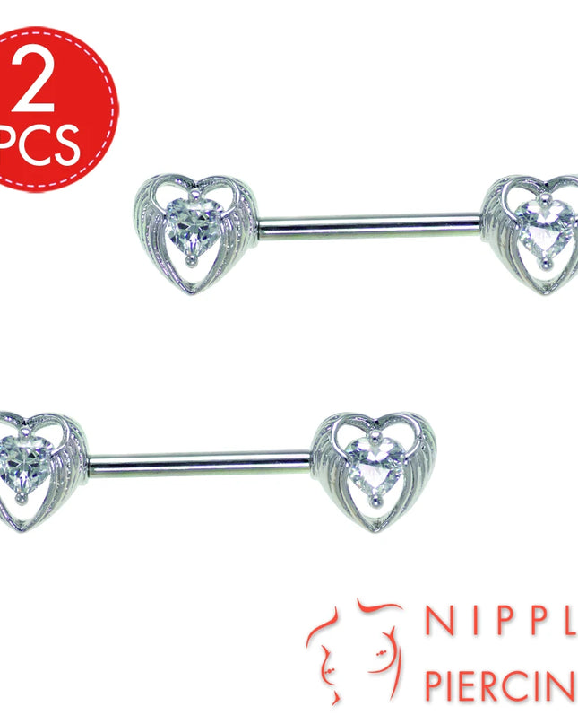 1Pair Surgical Steel Nipple Rings Nipple Piercing Bar Jewelry for Women Men with Sparkle CZ 14G Barbell Body Jewelry Accessories