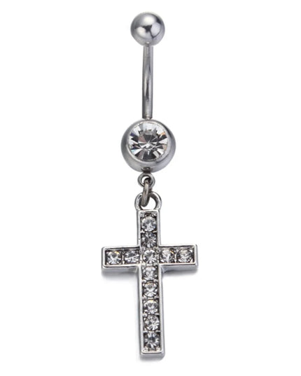 1 Pcs Fashion Zircon Dangling Belly Button Rings Navel Cross Piercing Earrings Belly Piercing Sexy Body Steel Jewelry