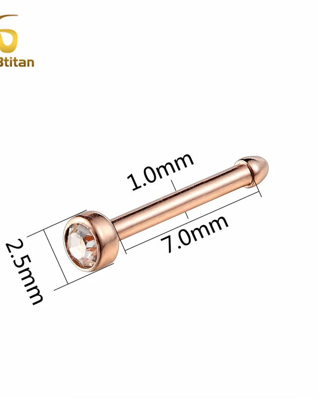 Bright Zircon Nose Ring India Women Fashion Jewelry 18G Small Nose Stud G23 Titanium Nose Wing Piercing Jewelry Body Accessories