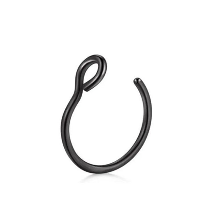 1Pcs 20G Nose Rings Hoop Surgical Stainless Steel Studs Screw L Shaped Nose Piercing Jewelry Women Black Woman and Man