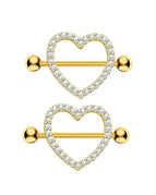2pcs / Gold Heart1