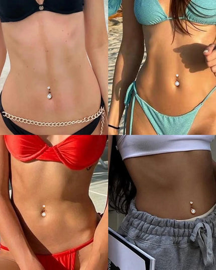 G23 Titanium Belly Button Ring for Women Cubic Zirconia Opal 14G Gold Plated Belly Ring Hypoallergenic for New Piercing With Box