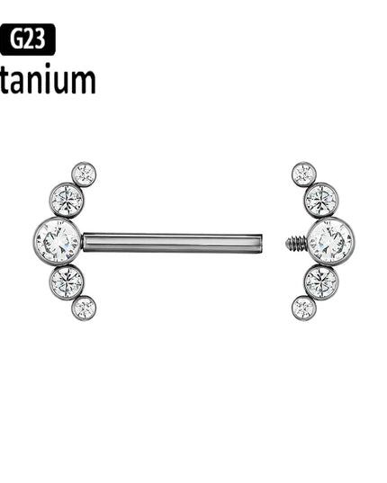 ASTM F136 Titanium Nipple Piercing Jewelry CZ Bezel Tongue Ring Nipple Bars Piercing for Breasts Sexy Piercing Jewelry for Women