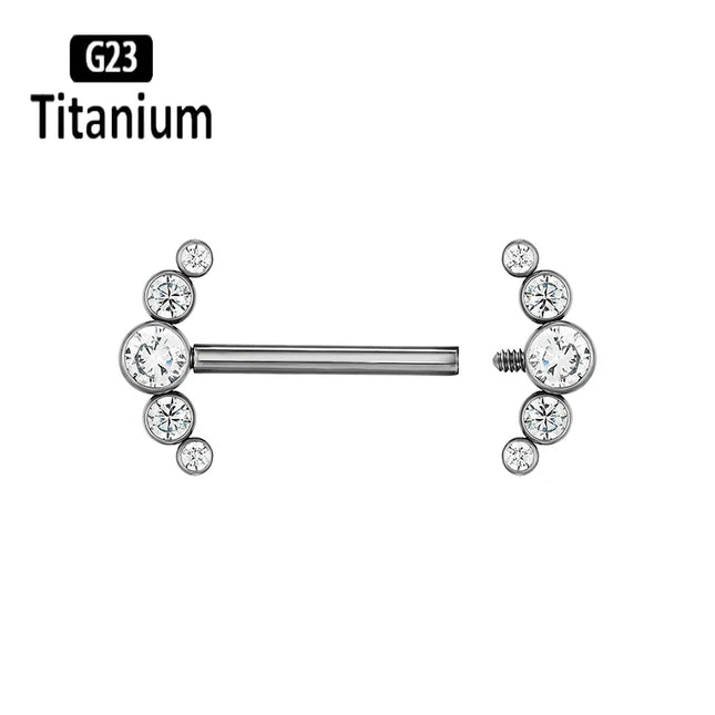 ASTM F136 Titanium Nipple Piercing Jewelry CZ Bezel Tongue Ring Nipple Bars Piercing for Breasts Sexy Piercing Jewelry for Women