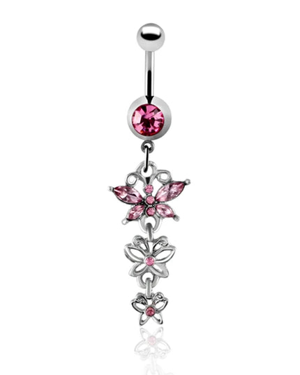 1PC Belly Button Piercing Crystal Ball Butterfly Navel Piercing Stainless Steel Belly Button Ring Cartilage Earring Jewelry