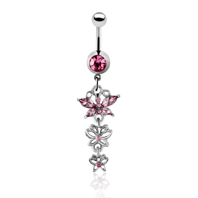 1PC Belly Button Piercing Crystal Ball Butterfly Navel Piercing Stainless Steel Belly Button Ring Cartilage Earring Jewelry
