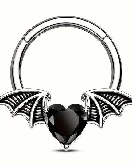 1PC stainless steel nose ring, bat nasal septum ring, hinge, earscreen cartilage, ear stud puncture, jewelry, heart, bee, star,