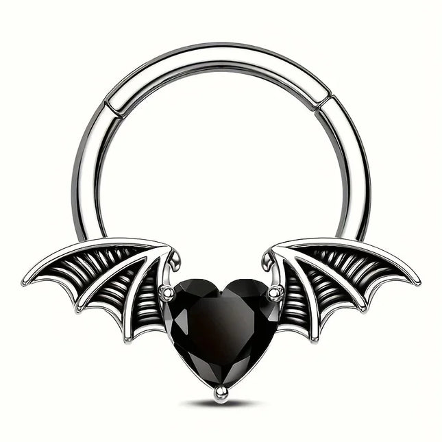 1PC stainless steel nose ring, bat nasal septum ring, hinge, earscreen cartilage, ear stud puncture, jewelry, heart, bee, star,