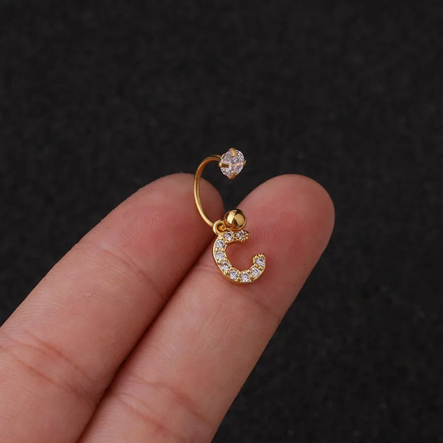 1Pc  English Letter Piercing  Tragus Piercing Jewelry Septo Nose Lip Ear Septum Cartilage Captive Hoop Ring Jewelry Pendientes