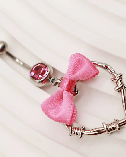 Beautiful Bow Belly Button Ring for Women Heart-shaped Belly Piercing Jewerly Surgical Steel Body Piercing Jewelry