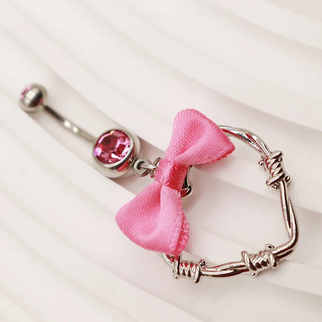 Beautiful Bow Belly Button Ring for Women Heart-shaped Belly Piercing Jewerly Surgical Steel Body Piercing Jewelry