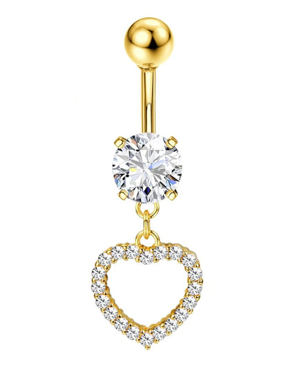 Florideco Belly Button Ring Dangle Hypoallergenic Surgical Stainless Steel Belly Rings for Women CZ Pearl Heart Butterfly Flower