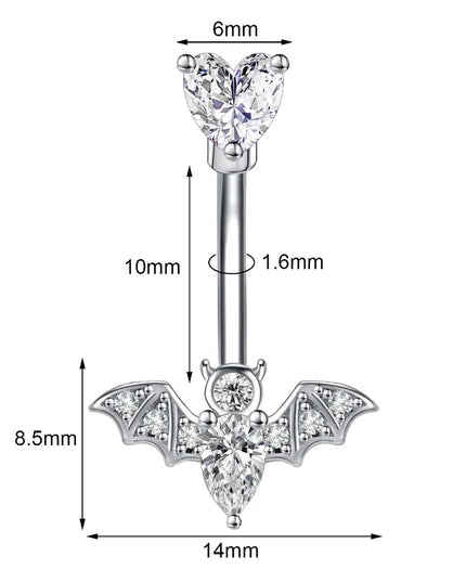 1PCS Bat Belly Button Piercing Jewelry 14G Claw Belly Ring Body Piercing Bee Navel Piercing Heart Belly Bars Piercings Ombligo