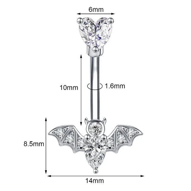 1PCS Bat Belly Button Piercing Jewelry 14G Claw Belly Ring Body Piercing Bee Navel Piercing Heart Belly Bars Piercings Ombligo