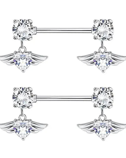 1Pair Stainless Steel Pink Nipple Piercing Jewelry Heart Wings Niplple Barbell Moon Devil Nipple Rings Body Piercing Pezon Mujer