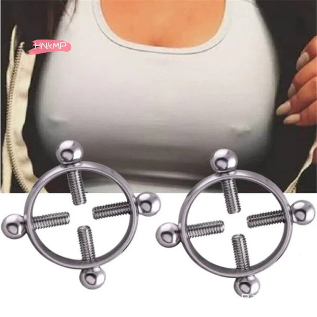 1Pcs Adjustable Stainless Steel Nipple Ring Clip-On Fake Nipple Piercing Jewelry for Women Various Colors Available