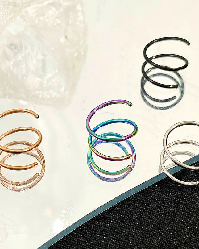 1 Piece Double Layers Stainless Steel Nose Ring Studs for Women 20G Hoops Twist Cartilage Tragus Septum Piercings Body Jewelry