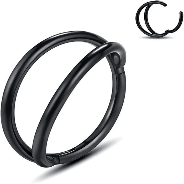 Double Nose Rings Hoops, Septum Cartilage Hoop Earrings, Open Stacked Nose Rings for Women and Men, Piercing Jewelry Gift.