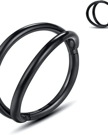 Double Nose Rings Hoops, Septum Cartilage Hoop Earrings, Open Stacked Nose Rings for Women and Men, Piercing Jewelry Gift.