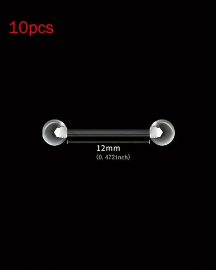 10pcs 12-38mm Clear Acrylic Barbell Piercing For Nipple Rings Tongue Industrial Stud Earrings Anti-allergy Jewelry Y2K