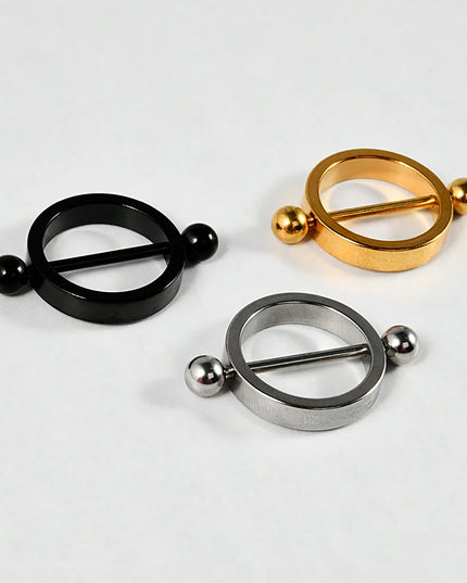 1Pair Surgical Steel Black Gold Plated Nipple Piercing Round Hoop Barbell Nipple Shield Women Sexy Piercing Jewelry 14G