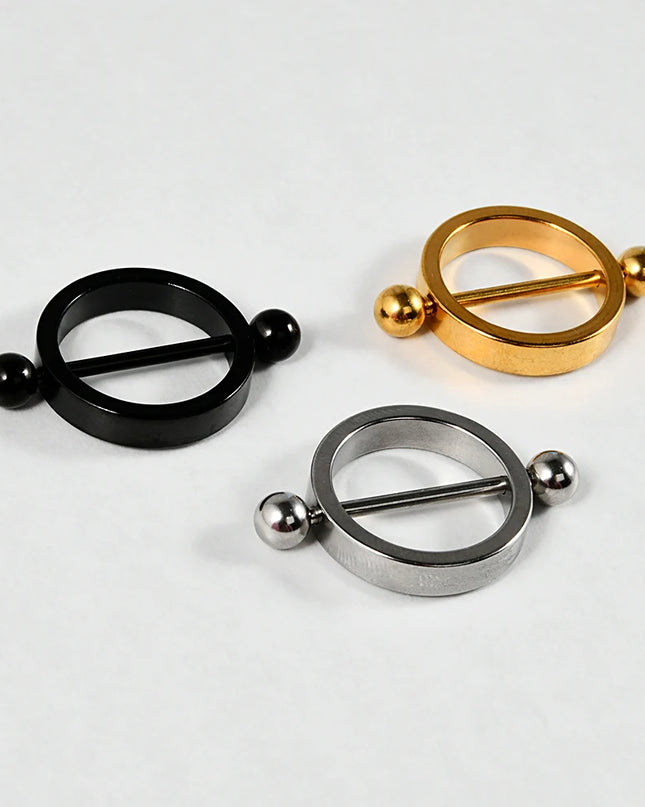 1Pair Surgical Steel Black Gold Plated Nipple Piercing Round Hoop Barbell Nipple Shield Women Sexy Piercing Jewelry 14G