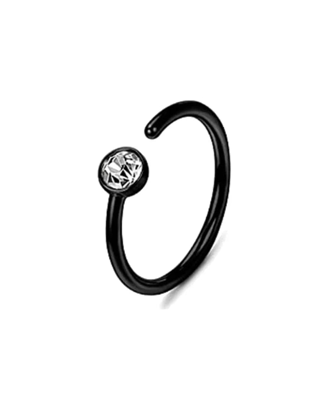 1Pcs 20G Nose Rings Hoop Surgical Stainless Steel Studs Screw L Shaped Nose Piercing Jewelry Women Black Woman and Man