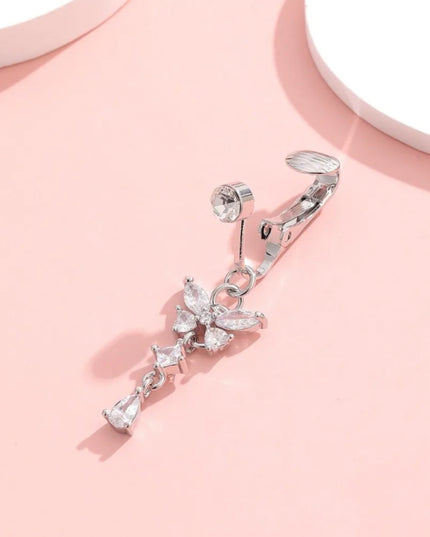 Butterfly Design Clip on Belly Button Zircon Non Piercing Fake Belly Ring Copper/alloy Material Belly Button Rings Body Jewelry