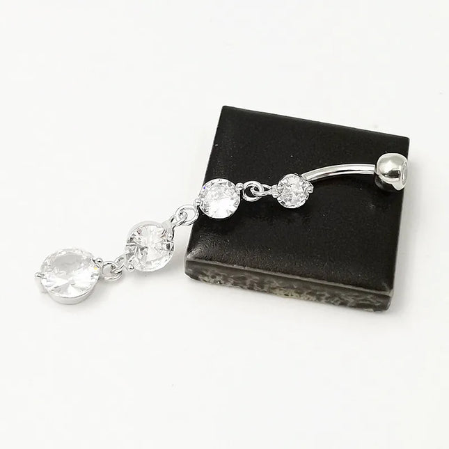925 sterling silver Dangle Belly Button Rings for Women Fashion CZ Belly Ring Dangling navel piercing jewelry