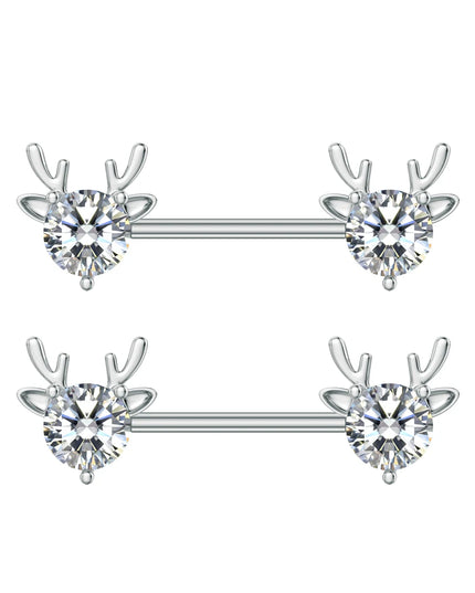 A Pair Cute Heart Dangled Nipple Piercings Barbell for Women Pink Color Moon Butterfly Shaped Sexy Nipple Rings Shield Bar Sets