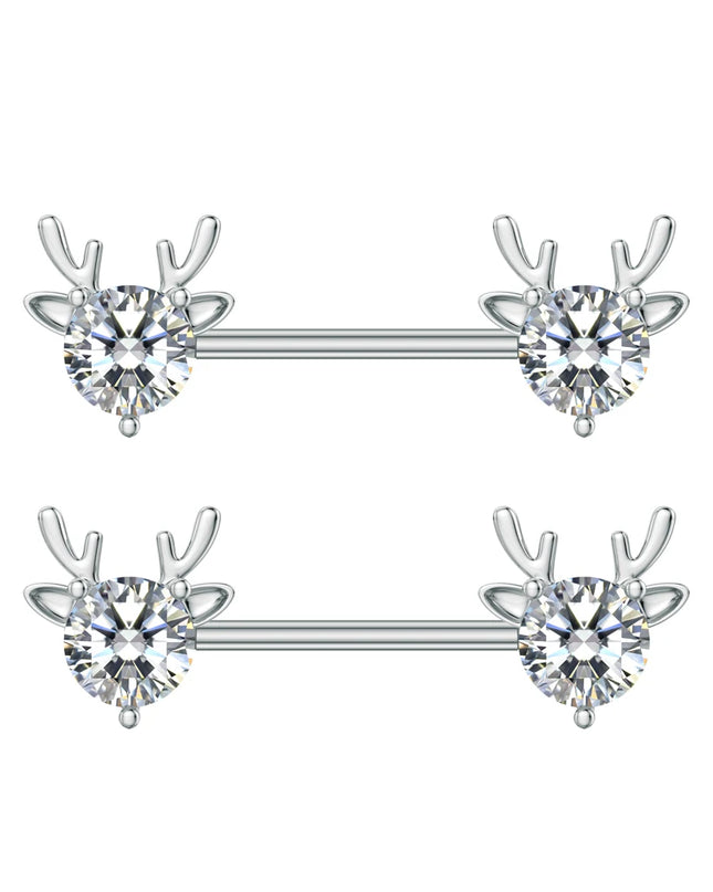 A Pair Cute Heart Dangled Nipple Piercings Barbell for Women Pink Color Moon Butterfly Shaped Sexy Nipple Rings Shield Bar Sets